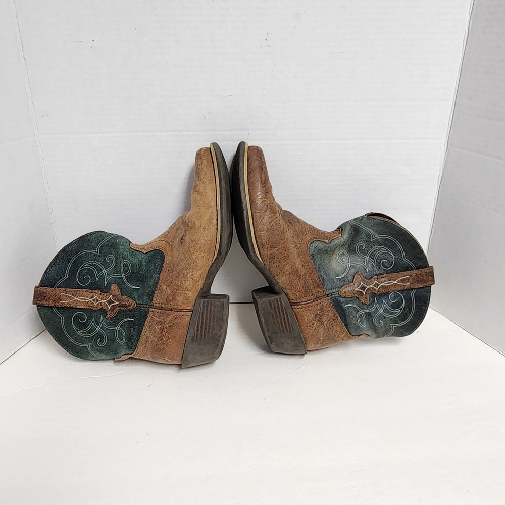 Justin Gypsy Chellie Tan Green Leather Boot Booties Women's Size US 7.5B Western - Picture 8 of 16